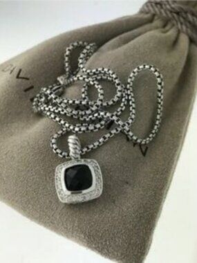 DAVID YURMAN Petite Black Onyx & Diamond Pav?? Bezel Pendant Necklace